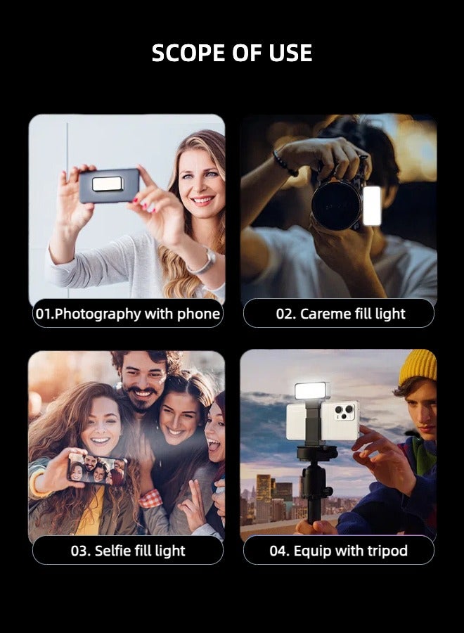 Magnetic Mini LED Light Finger-Sized Portable LED Photography Light With 2 Magnetic Plate Selfie Light Camera Online Meeting Tiktok Live Lighting Outdoor Lighting Black Color with 3 Light Effects  - Image 5