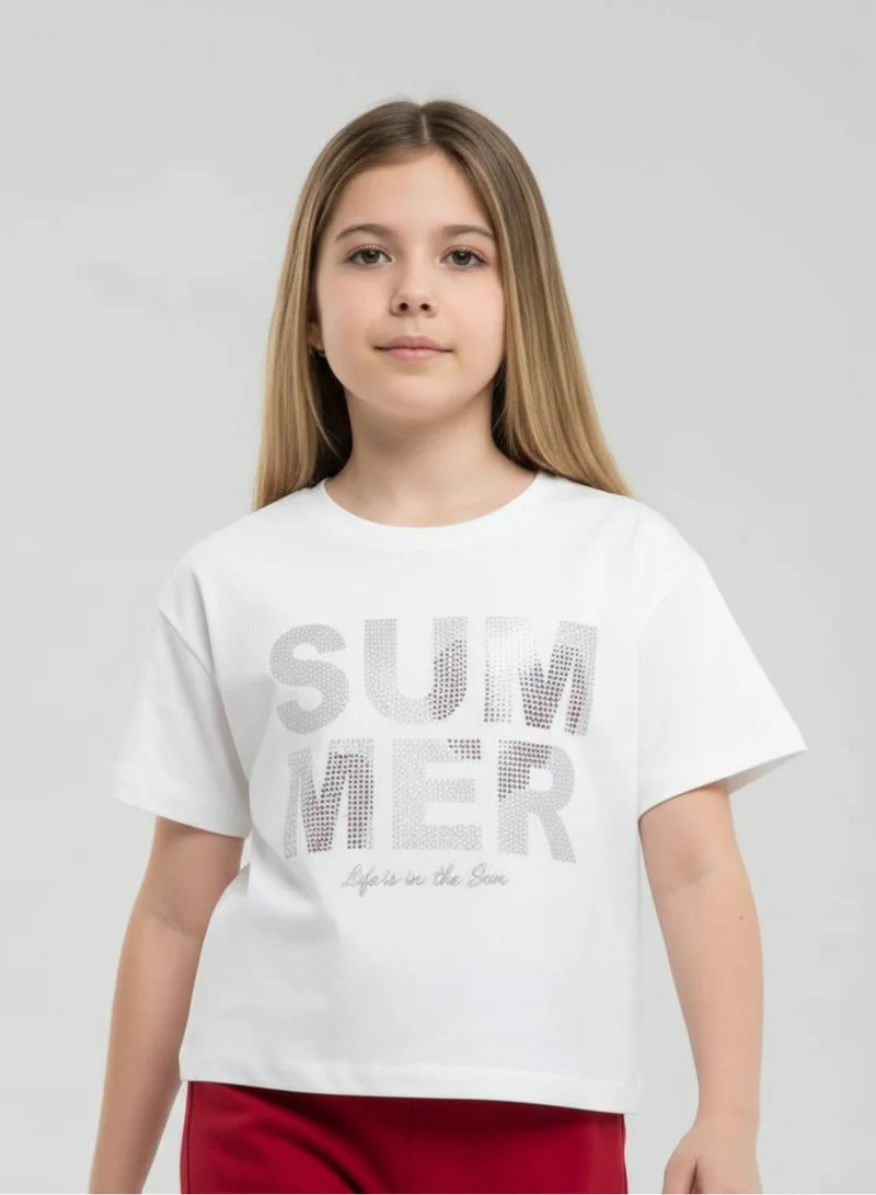 Victor And Jane  Girls 2 Pc Set “Summer Days” Top & Pants Set – White & Red for Women | Best Price UAE