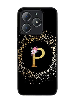 Custom Monogram Floral - P ( Black )