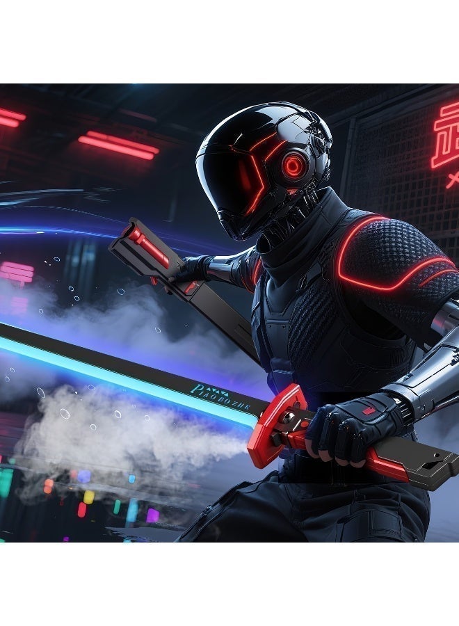 Sword Dazzling Spray- Big-80CM Long-LED Light-Up Katana with Realistic Smoke & Sound Effects – Type-C Rechargeable Neon Battle Toy for Cosplay, Halloween Costumes, & Gaming Display(Red) - Image 4