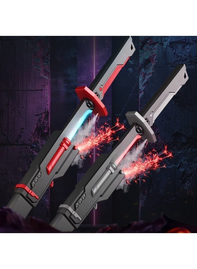 Sword Dazzling Spray- Big-80CM Long-LED Light-Up Katana with Realistic Smoke & Sound Effects – Type-C Rechargeable Neon Battle Toy for Cosplay, Halloween Costumes, & Gaming Display(Red) - Image 1