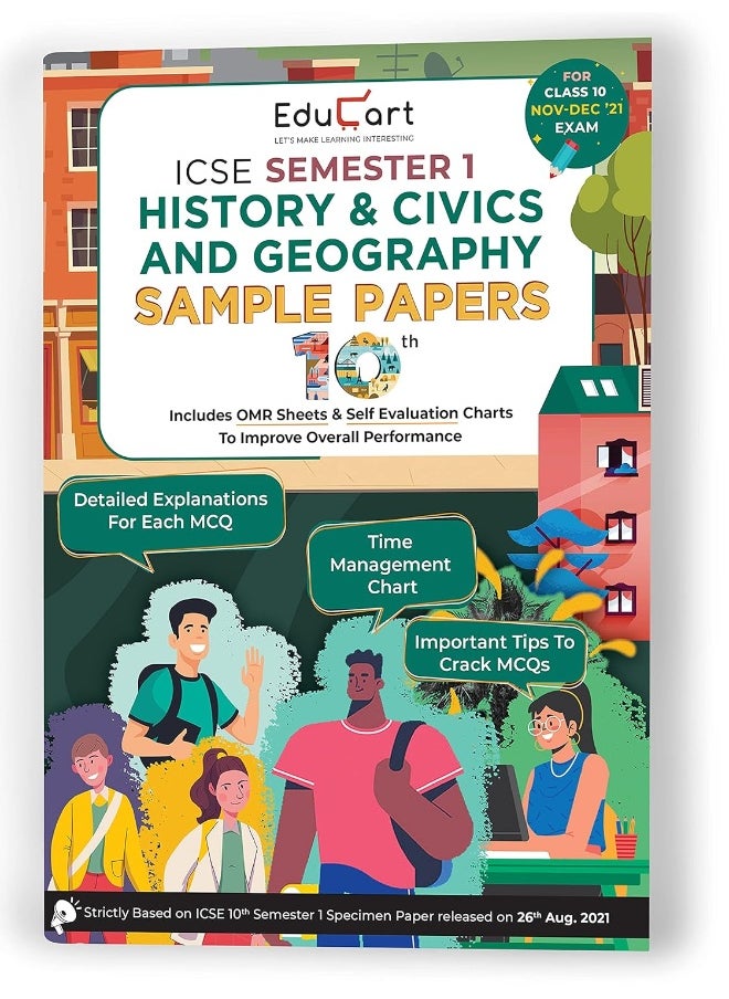 Educart History & Civics and Geography ICSE Semester 1 Class 10 Sample Papers MCQ Book For 2021 (Study With Sudhir)  - Image 1