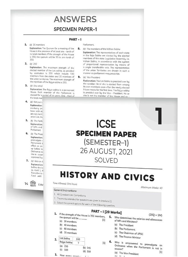 Educart History & Civics and Geography ICSE Semester 1 Class 10 Sample Papers MCQ Book For 2021 (Study With Sudhir)  - Image 4