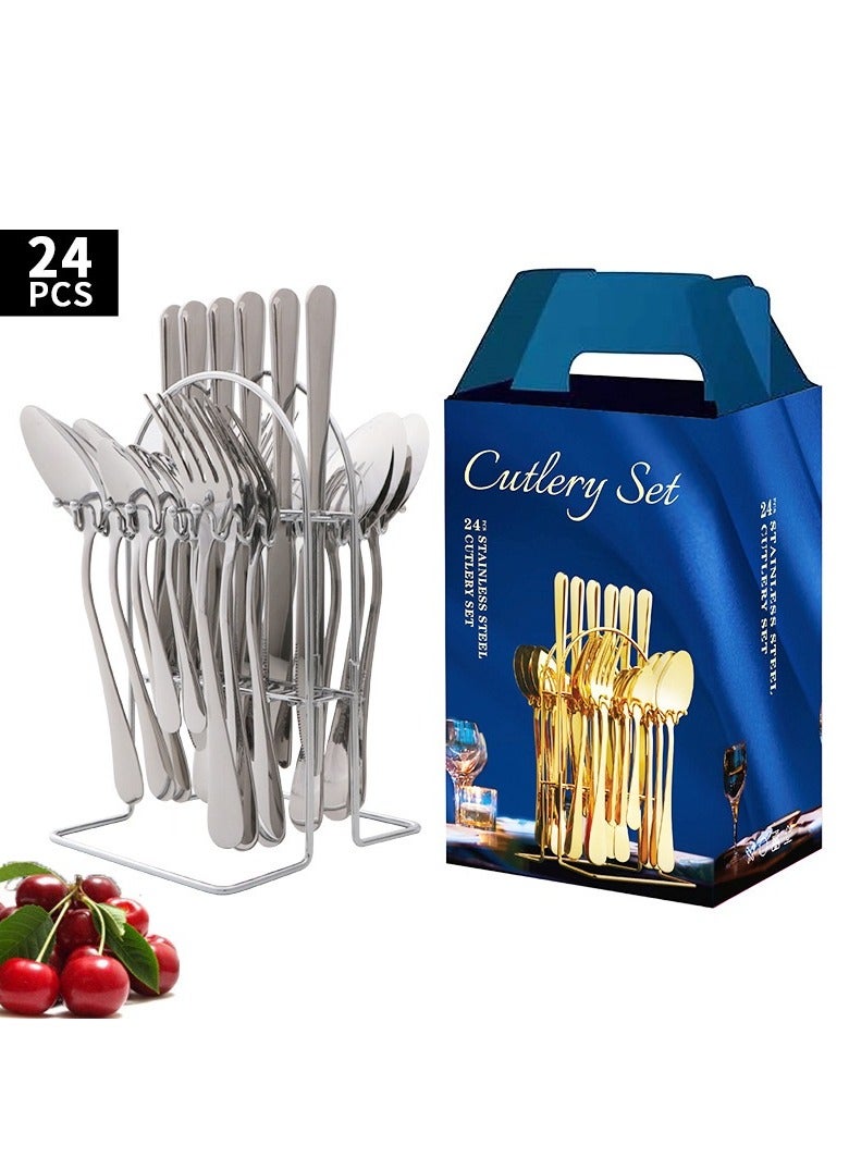 Y&D 24-Piece Steak Knife Fork Spoon Cutlery Gift Set 