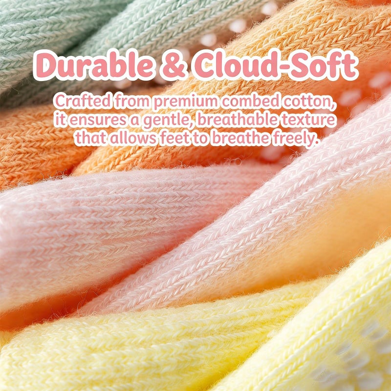 DarkCom Toddler Baby Socks Ruffle Girls Grip Non Slip 6 Pairs Socks for Kids Cute Athletic Ankle Frilly 6M-5Years - Image 5