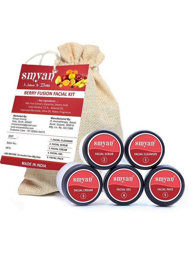 Smyan Facial Kit For Women & Men All Skin Types Fine Lines & Wrinkles Deep Cleanser Exfoliating Scrub Nourishing Gel Mask Pack For Anti Aging Skin Care Kit 125G (Berrie)  - Image 2