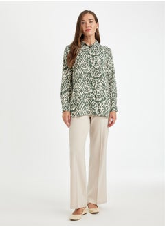 DeFacto Loose Fit Shirt Collar Patterned Long Sleeve Tunic Shirt  - Image 2