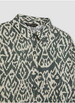 DeFacto Loose Fit Shirt Collar Patterned Long Sleeve Tunic Shirt  - Image 4