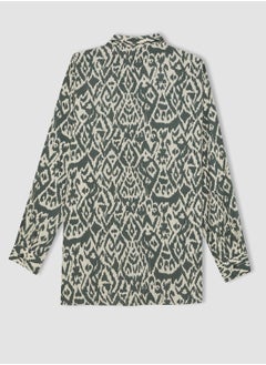 DeFacto Loose Fit Shirt Collar Patterned Long Sleeve Tunic Shirt  - Image 3