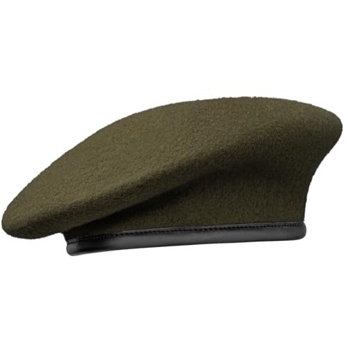 Gajaous British Military Berets with Leather Sweatband Adjustbale Army Wool Beret for Men WomenGreen - Image 1