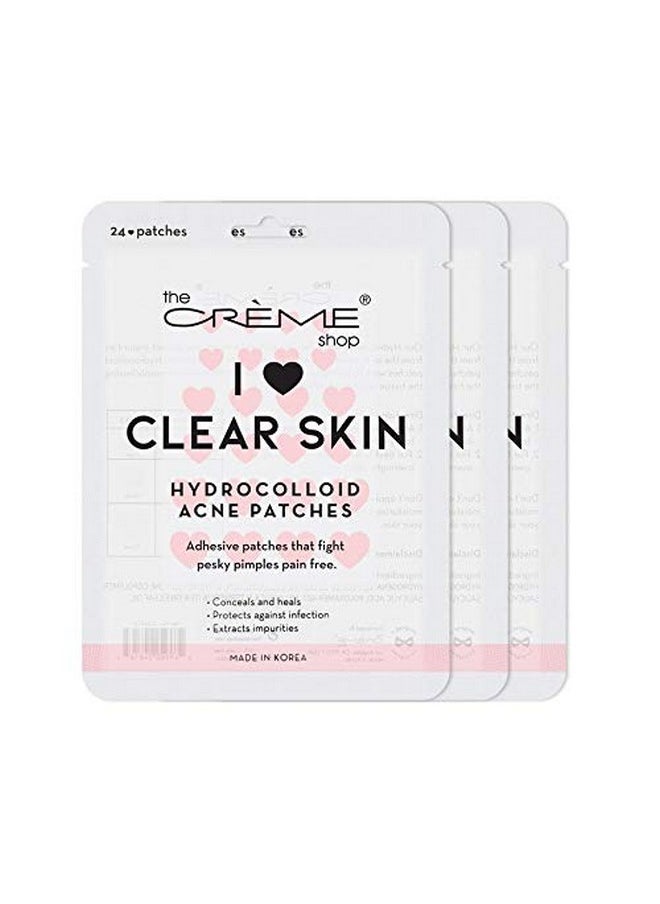 The Crème Shop He Crème Shop Heart Shape Clear Skin Hydrocolloid Dark Spot Acne Patches Infused With Salicylic Acid + Witch Hazel ; Adhesive Patches That Fight Pesky Pimples. (72 Patches / 3 Sizes)  - Image 1