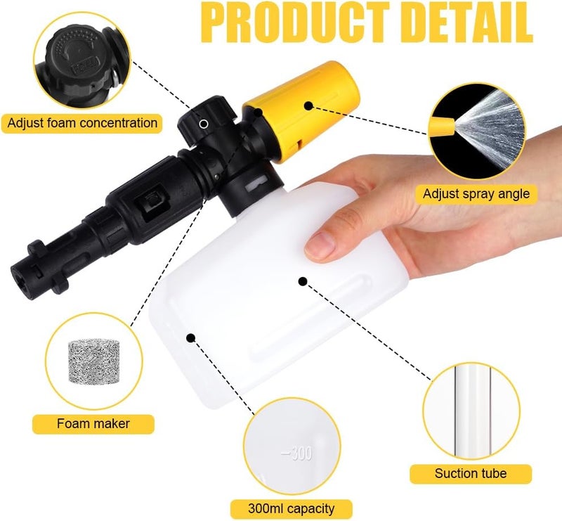 HOTUT Snow Foam Lance,400ml Pressure Washer Foam Cannon with Adjustable Nozzle,Power Thick Soap Dispensal,High Car Wash Gun,for Karcher K2 K3 K4 K5 K6 K7 Pressure Washer Low wear optimized build - Image 3