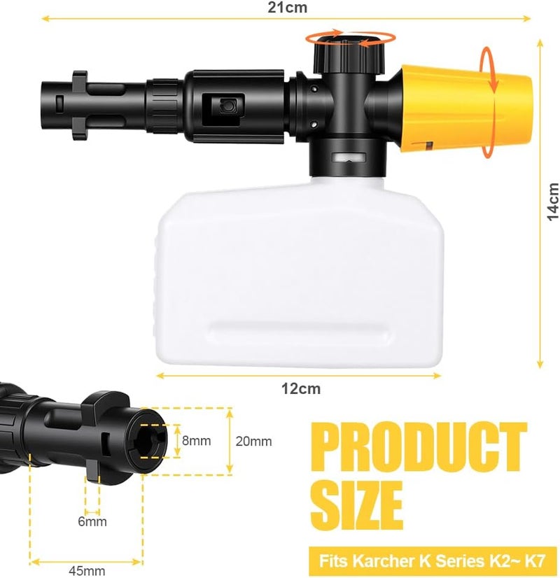 HOTUT Snow Foam Lance,400ml Pressure Washer Foam Cannon with Adjustable Nozzle,Power Thick Soap Dispensal,High Car Wash Gun,for Karcher K2 K3 K4 K5 K6 K7 Pressure Washer Low wear optimized build - Image 2
