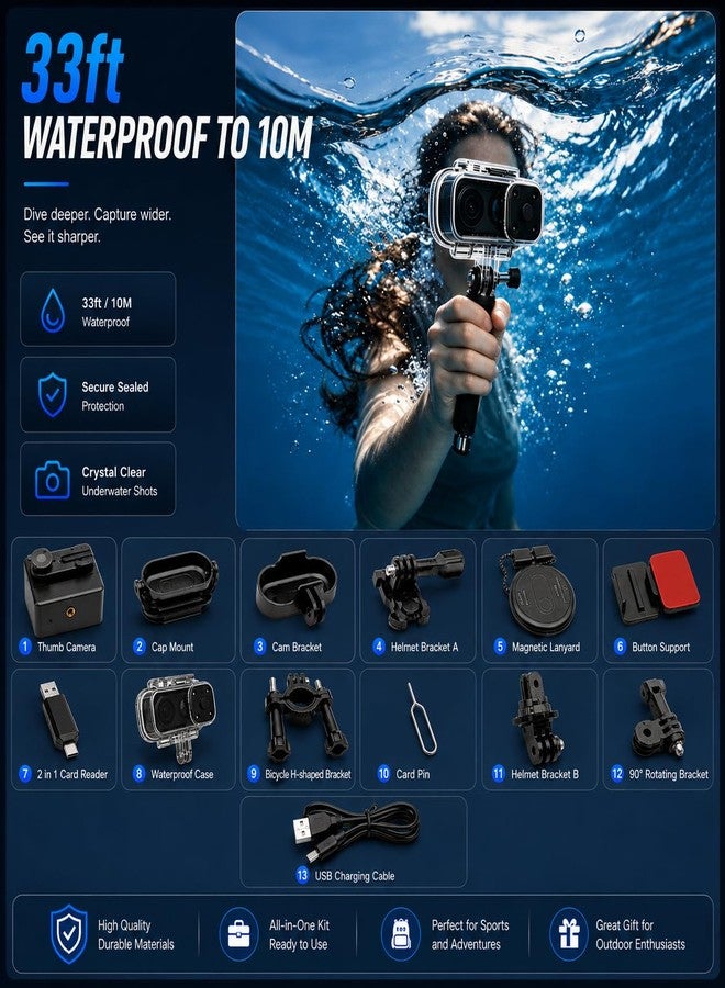 Catchallway 4K Mini Wearable Body Camera - 64GB Magnetic Thumb-Size Action Cam, 6-Axis Stabilization, Audio/Video Recording, Hands-Free POV for Vloggers, Hikers, Workers, Cycling, Travel & Daily Use - Image 3