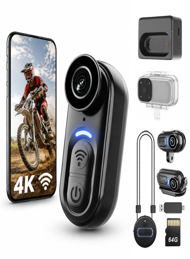 Catchallway 4K Mini Wearable Body Camera - 64GB Magnetic Thumb-Size Action Cam, 6-Axis Stabilization, Audio/Video Recording, Hands-Free POV for Vloggers, Hikers, Workers, Cycling, Travel & Daily Use - Image 1