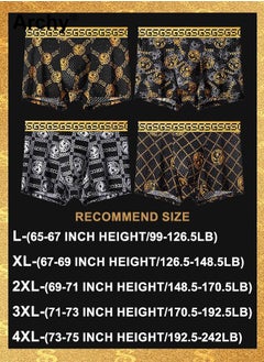 Archy 4 Pack Gift Box Men's Ice Silk Cool Boxer Briefs Shorts Luxury Style Golden Print Multicolor Set Panties Summer Briefs Soft Underwear Elastic Belt Men's Trendy Pants  - Image 3