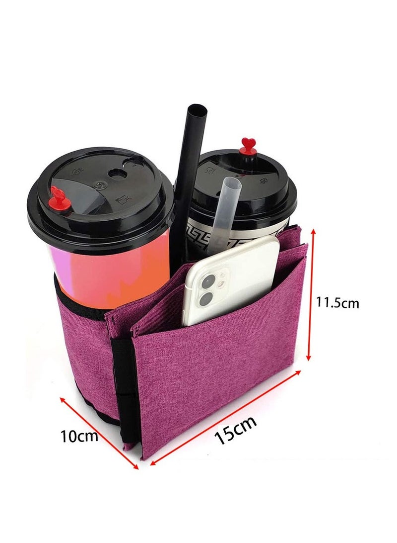 حامل أكواب الأمتعة، حامل أكواب السفر للأمتعة، حامل مشروبات الأمتعة، تجميع كوبين من القهوة لحقيبة السفر ذات العجلات، حقيبة سفر صغيرة، حقيبة أكواب - Image 4