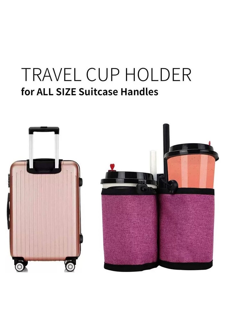 حامل أكواب الأمتعة، حامل أكواب السفر للأمتعة، حامل مشروبات الأمتعة، تجميع كوبين من القهوة لحقيبة السفر ذات العجلات، حقيبة سفر صغيرة، حقيبة أكواب - Image 2