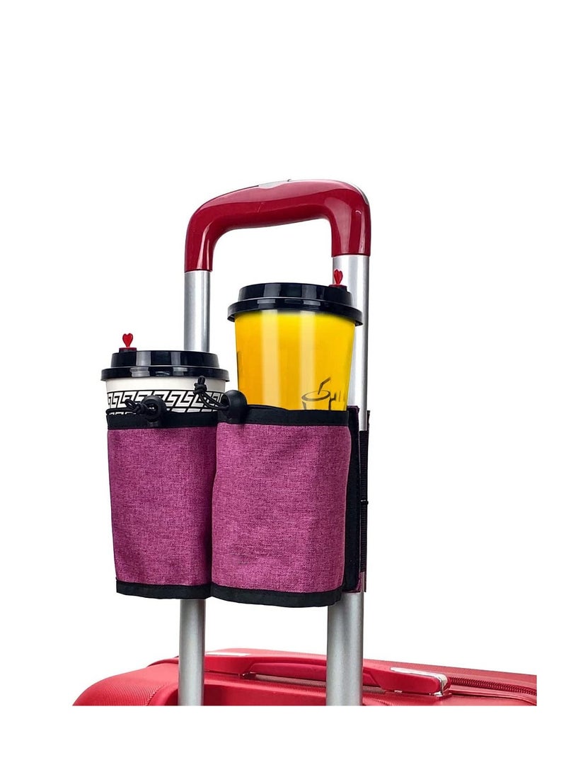 حامل أكواب الأمتعة، حامل أكواب السفر للأمتعة، حامل مشروبات الأمتعة، تجميع كوبين من القهوة لحقيبة السفر ذات العجلات، حقيبة سفر صغيرة، حقيبة أكواب - Image 1