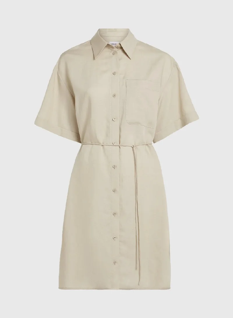 CALVIN KLEIN Relaxed Linen Blend Shirt Dress