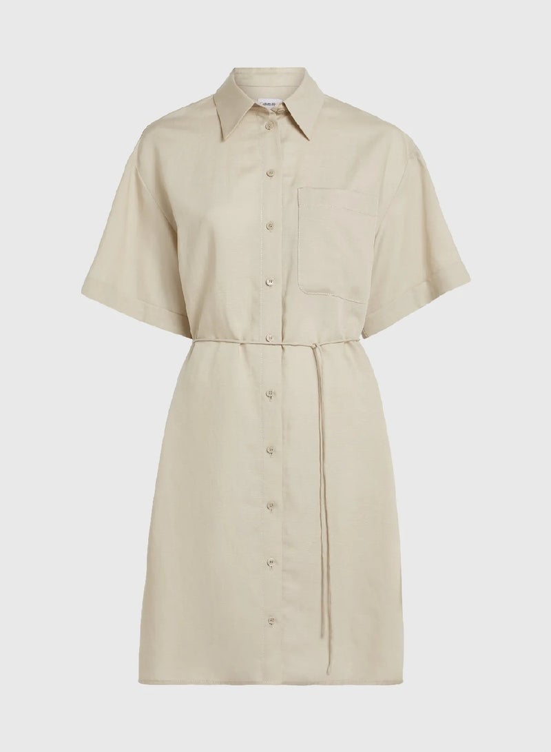 CALVIN KLEIN Relaxed Linen Blend Shirt Dress - Image 5
