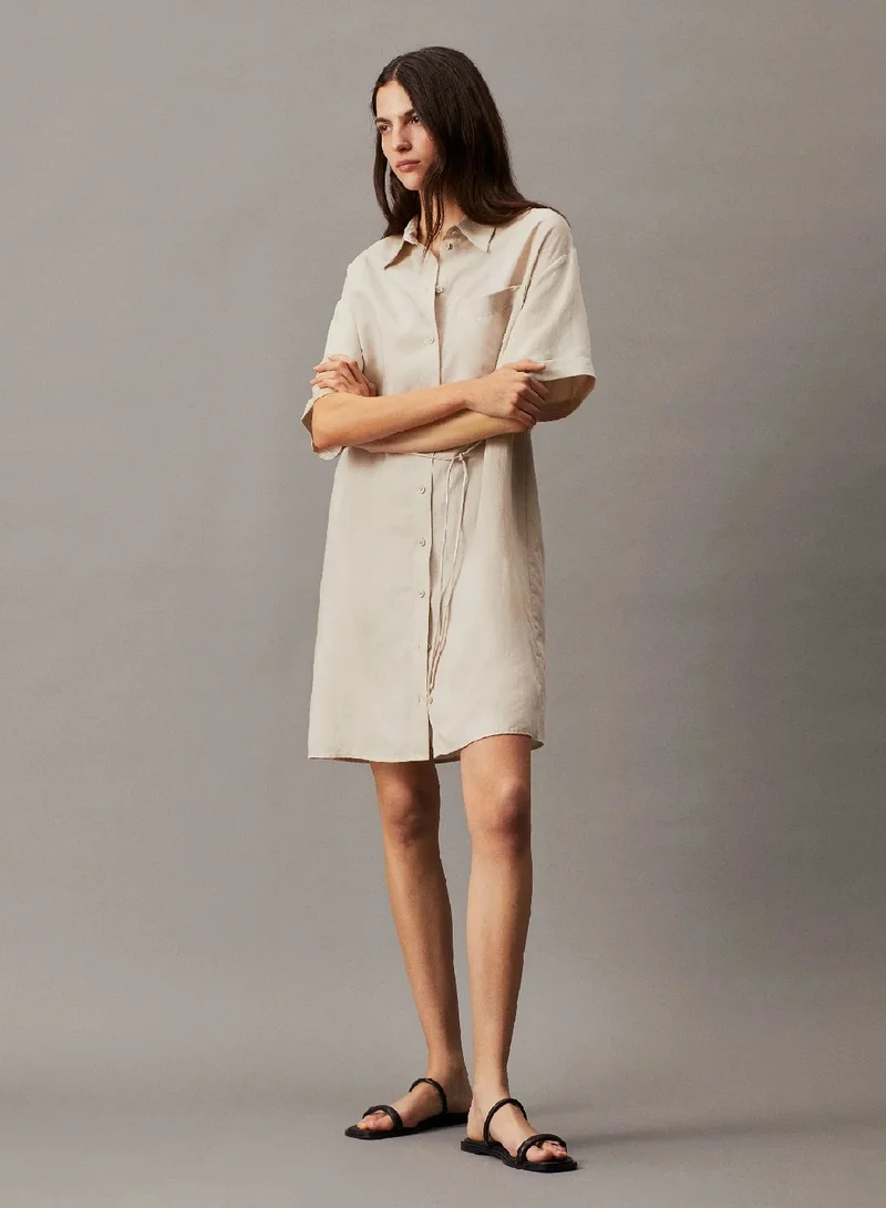 CALVIN KLEIN Relaxed Linen Blend Shirt Dress