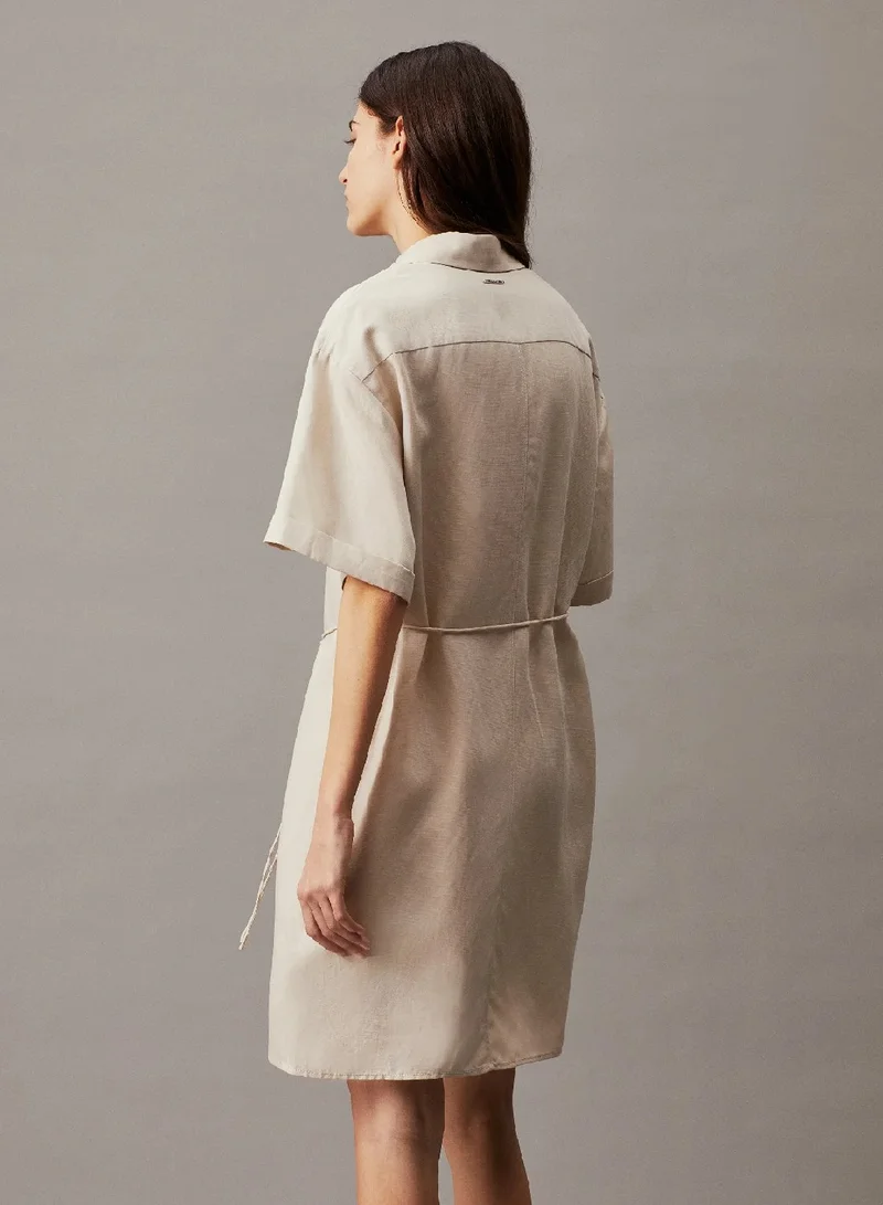 CALVIN KLEIN Relaxed Linen Blend Shirt Dress
