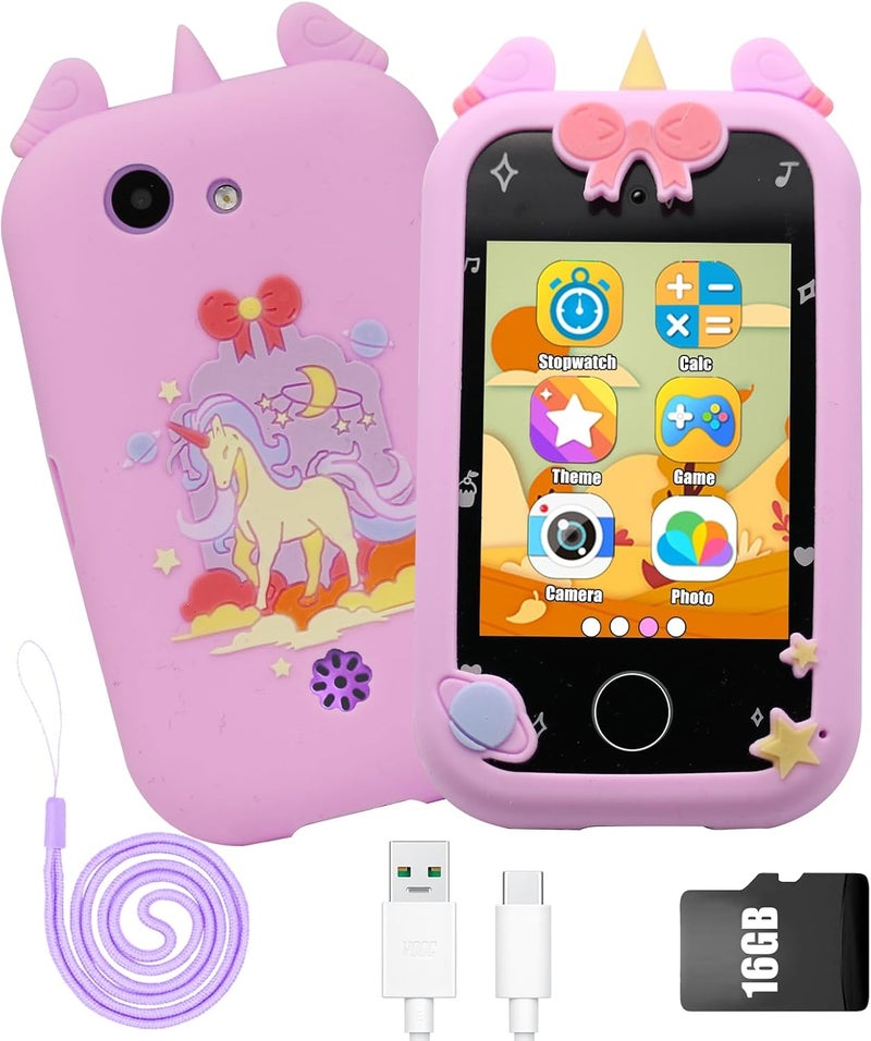 7JI Kids Smart Phone Toy for Boys and Girls,Toddler Phone Toys, with Dual Camera,Gift Toys for Ages 3-7,with MP3 Music Player Pink - Image 1