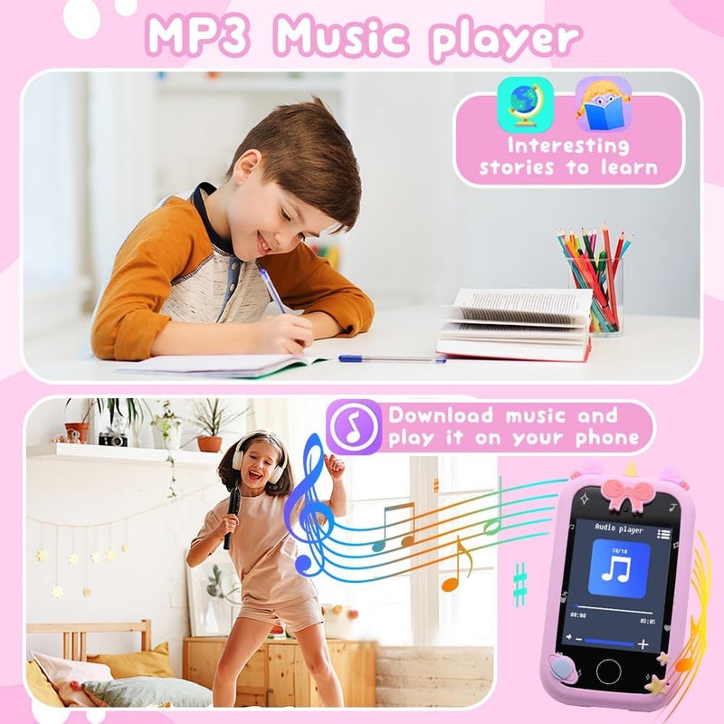 7JI Kids Smart Phone Toy for Boys and Girls,Toddler Phone Toys, with Dual Camera,Gift Toys for Ages 3-7,with MP3 Music Player Pink - Image 3