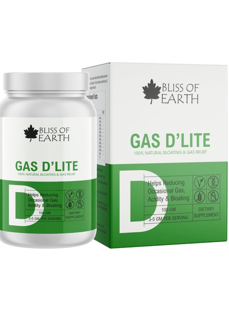 BLISS OF EARTH Gas Relief Powder For Fast Gas Bloating Relief  Eases Stool Pressure  Digestive Aid for Acidity and Stomach 100gm - Image 1