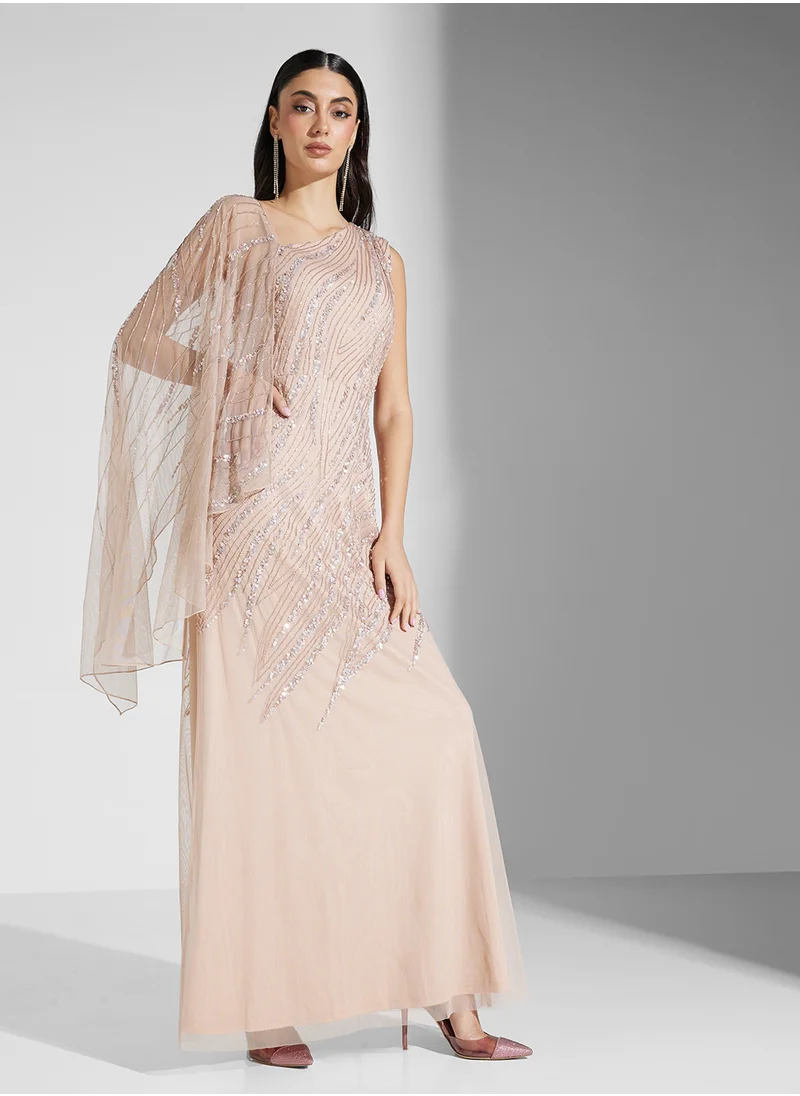 Amelia Rose Beaded Evening Dress