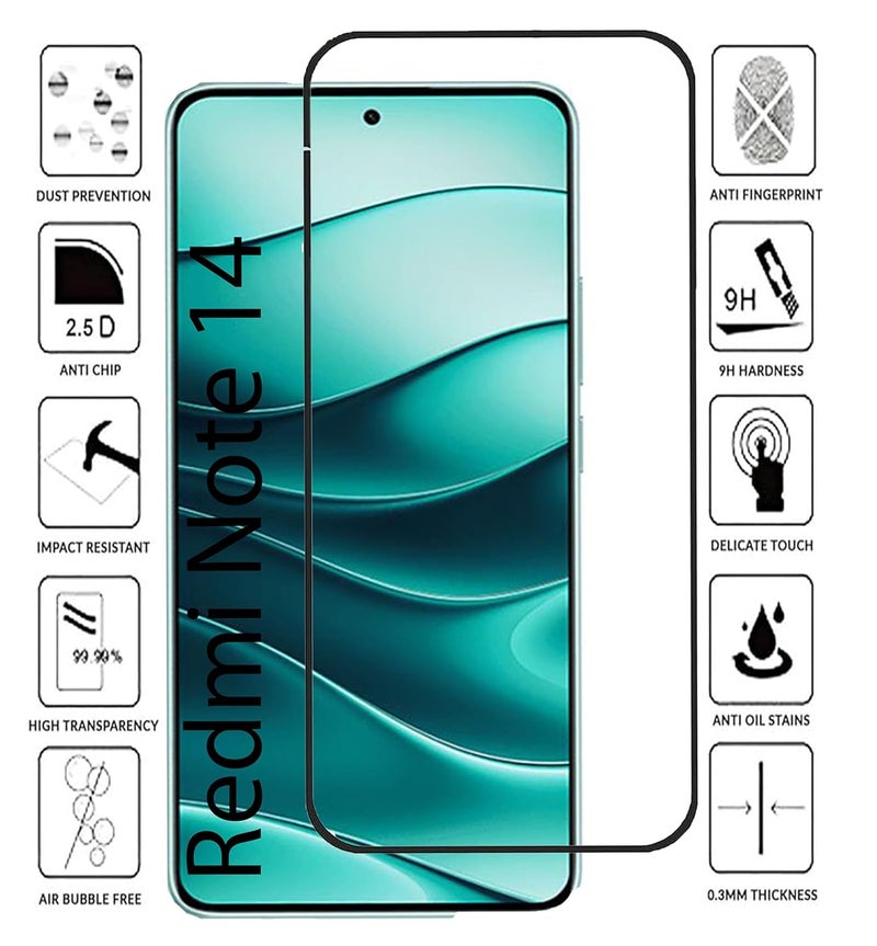 FabeKee Tempered Glass Screen Protector Compatible For Black Cellphone With Edge To Edge Coverage And Easy Installation Kit (Transparent, Xiaomi Redmi Note 14) - Image 4
