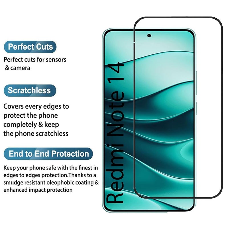 FabeKee Tempered Glass Screen Protector Compatible For Black Cellphone With Edge To Edge Coverage And Easy Installation Kit (Transparent, Xiaomi Redmi Note 14) - Image 3