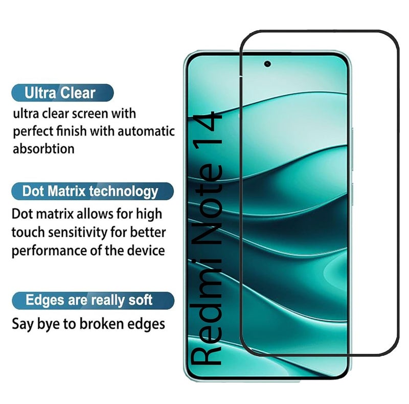 FabeKee Tempered Glass Screen Protector Compatible For Black Cellphone With Edge To Edge Coverage And Easy Installation Kit (Transparent, Xiaomi Redmi Note 14) - Image 2