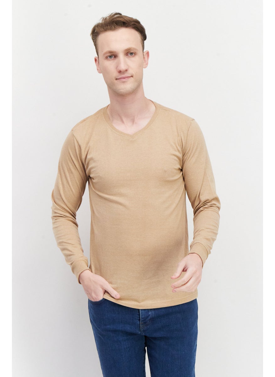 Men V-Neck Long Sleeve Knitted Sweater, Beige - pzsku/Z502A5A7FE5DB411A84BFZ/45/_/1737642903/e73b15c3-c067-4924-b0e0-46cadb569b34