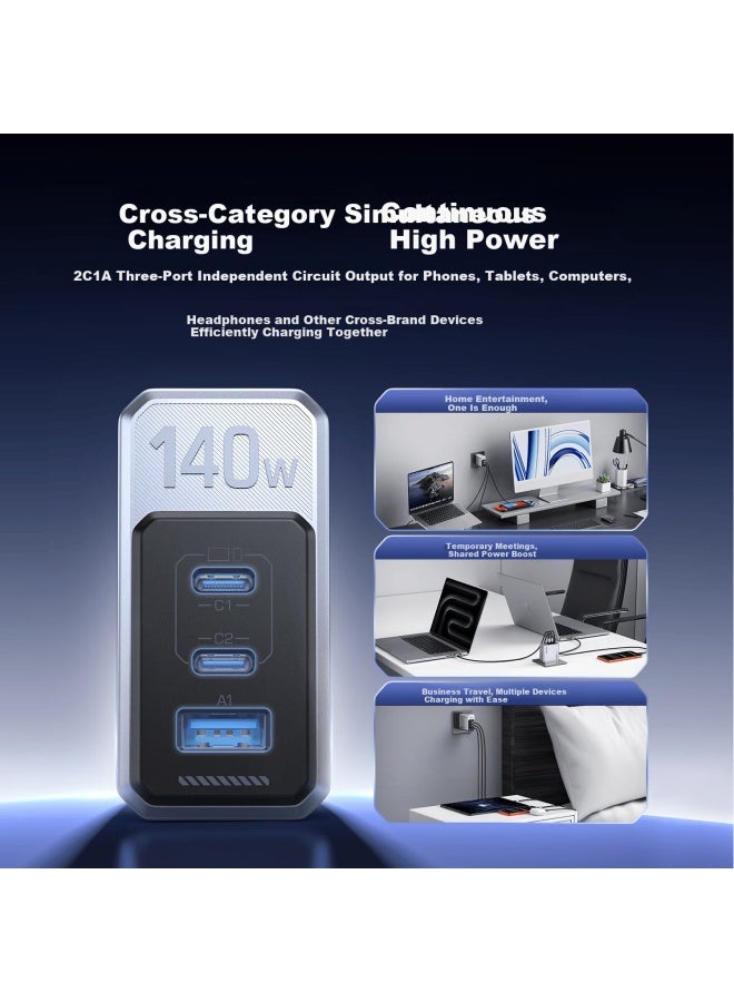 Huntkey High-power S140 Pro 140w Gan Charger Multi-port Fast Charger Type-c Charger For Apple Iphone 17 Laptop Multi-port Charger - Image 5