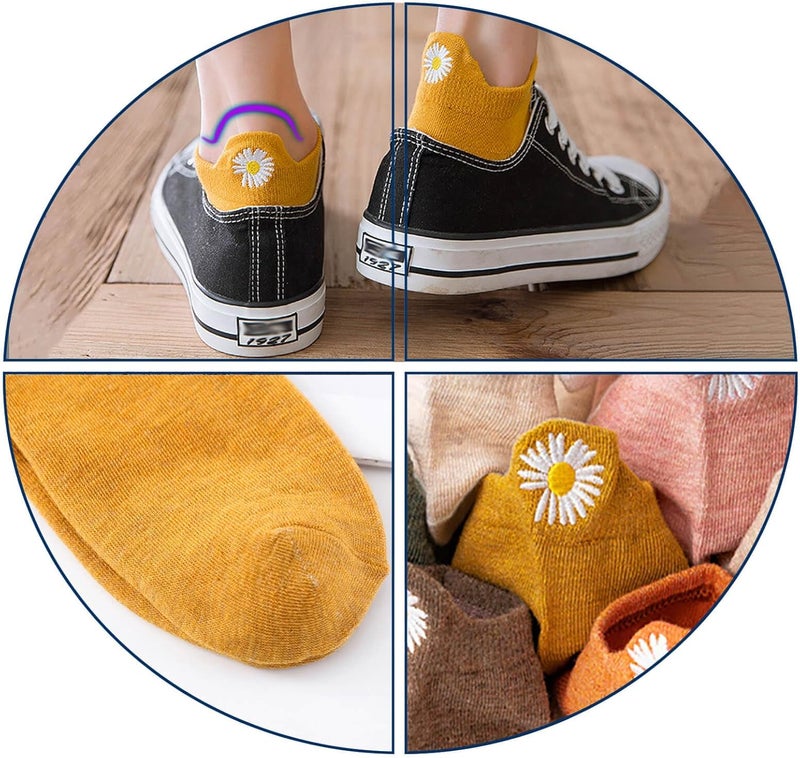 IBEILLI Women Cute Socks 10 Pairs Cotton Kawaii Embroidered Funny Low Cut Ankle Socks for Women Girls - Image 4