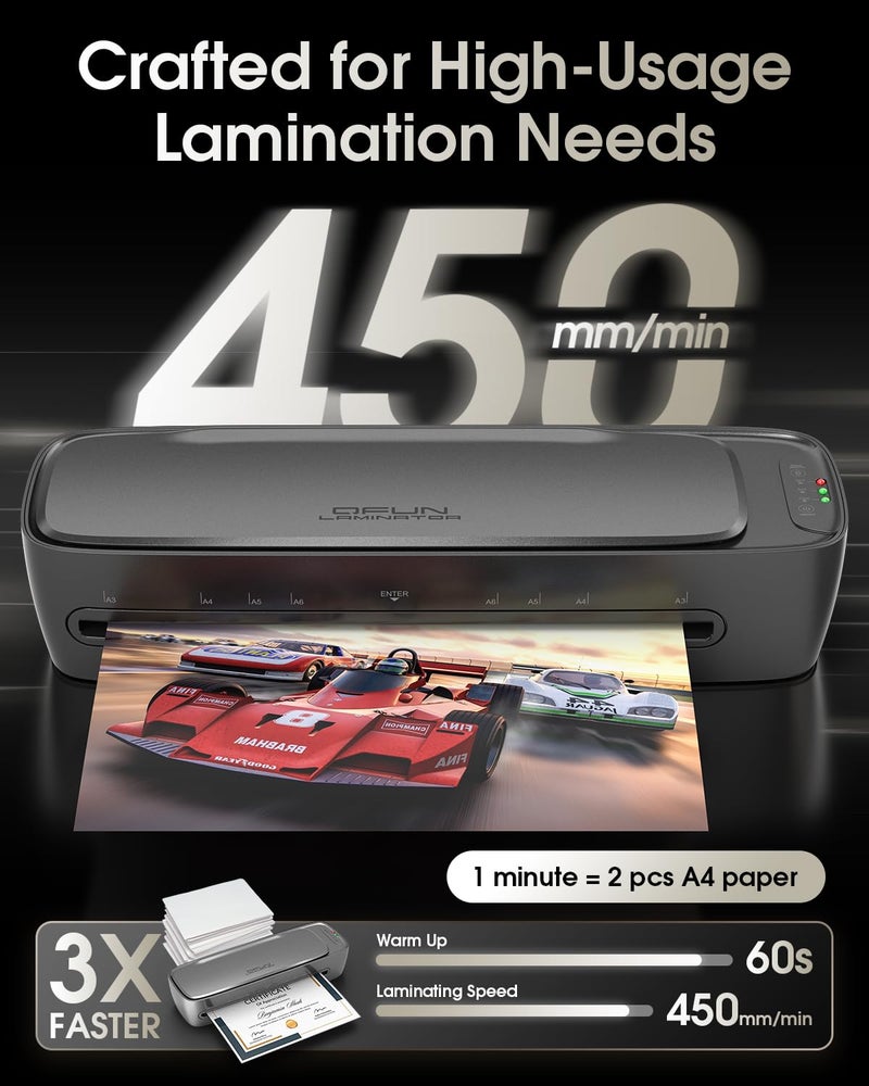 Qfun Laminator Machine 13 Inch Thermal Laminating machine 11x17 with Sheets, Cold Hot Lamination Machine 60S Warm Up Personal Laminator for Teachers, Large A3 Paper Laminate Kit for Office School Home - Image 3