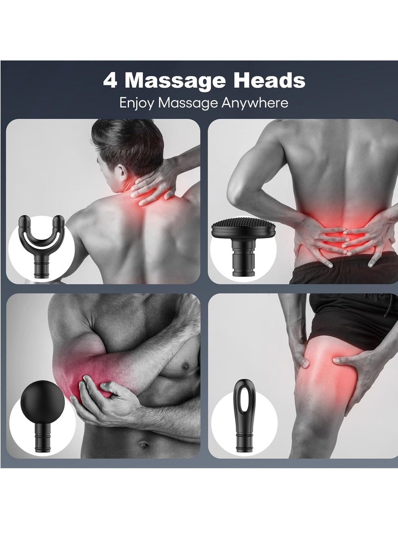 R.VIHAN Revolutionary U-Shaped Massage Gun Back Massager with Extension Handle for Pain Relief, Deep Tissue Percussion Massager for Neck Shoulders Back Legs and Whole Body 6-Speed Adjustable 3 Massage Modes 4 Replaceable Heads LCD Display Type-C Rechargeable Handheld Electric Muscle Massager for Athletes Office Home and Travel Use  - Image 3