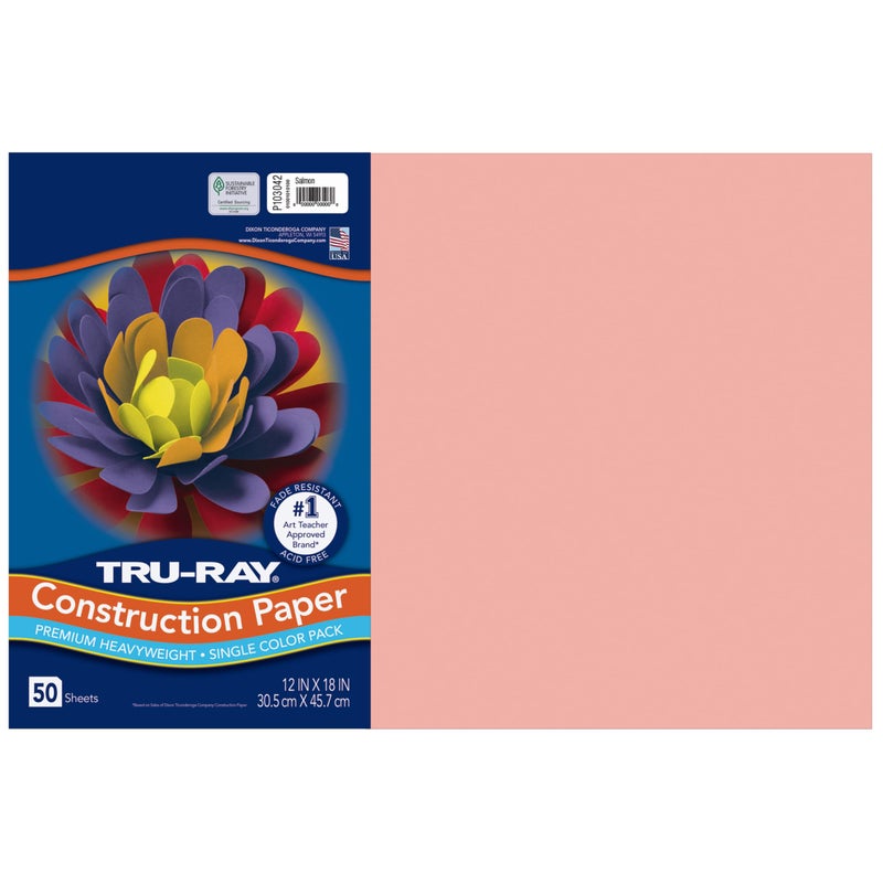 Tru-RayÂ® Heavyweight Construction Paper, Salmon, 12" x 18", 50 Sheets - Image 1