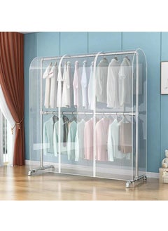 Clear Garment Rack Cover Dustproof and Waterproof Clothing Rack Cover Garment Storage Bags with Zipper for Long Dresses Suit and Coat 50x150x200cm