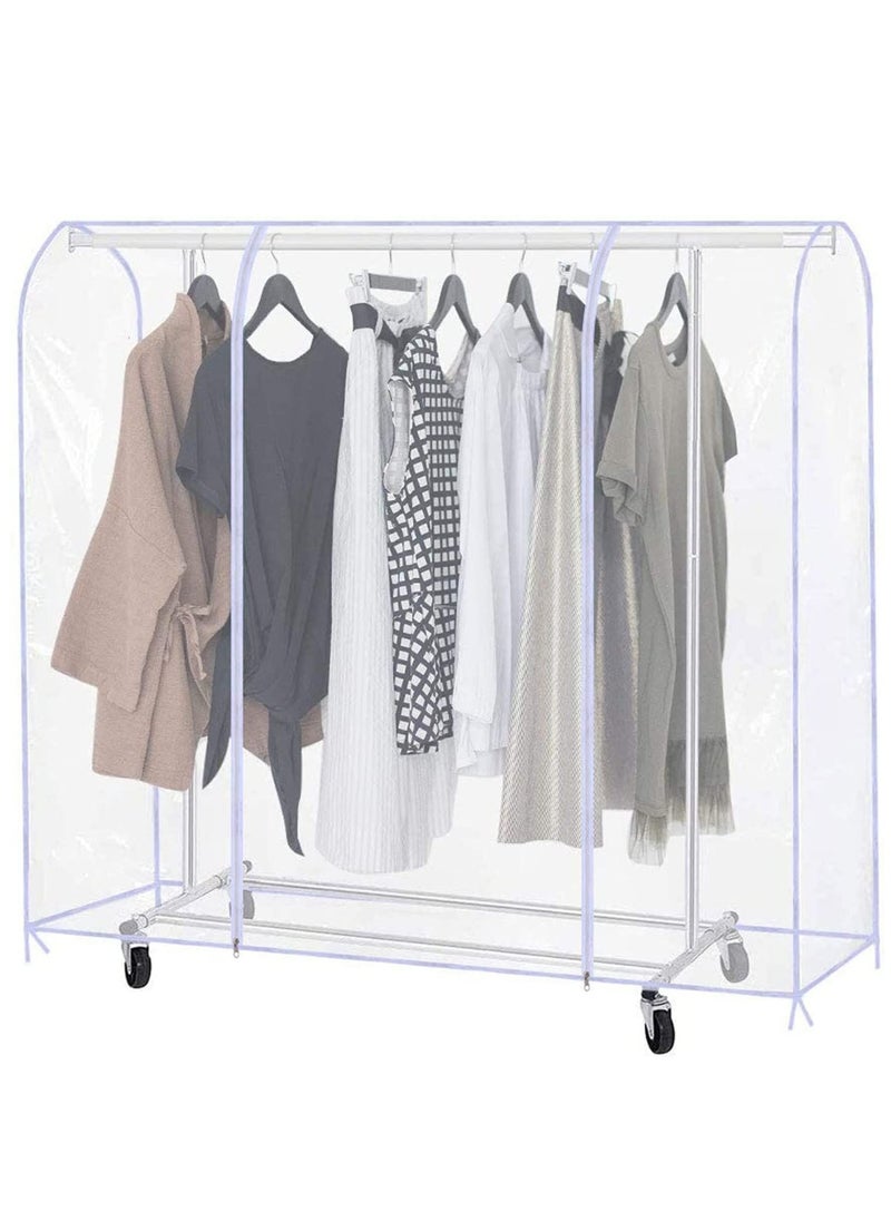 HomarKet - Clear Garment Rack Cover Dustproof and Waterproof Clothing Rack Cover Garment Storage Bags with Zipper for Long Dresses Suit and Coat 50x150x200cm - Image 1