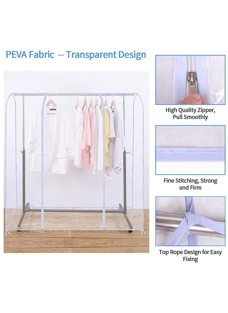 HomarKet - Clear Garment Rack Cover Dustproof and Waterproof Clothing Rack Cover Garment Storage Bags with Zipper for Long Dresses Suit and Coat 50x150x200cm - Image 1