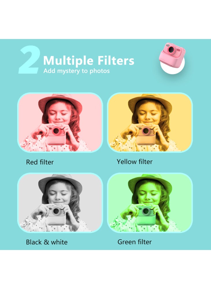 Generic P79 Photo Instant Print Kids Digital Camera Fun Game HD 1080P Dual Lens Camera with 32G Memory Card - Purple - Image 5