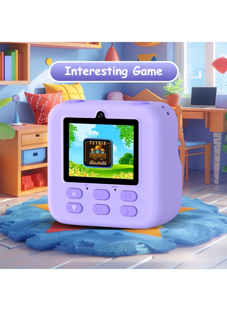 Generic P79 Photo Instant Print Kids Digital Camera Fun Game HD 1080P Dual Lens Camera with 32G Memory Card - Purple - Image 2