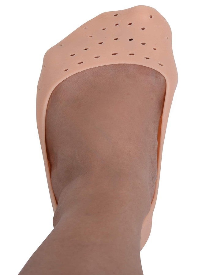 R2K Anti Crack Full Length Silicone Foot Protector Moisturizing Beige Socks For Foot-Care And Heel Cracks - Image 2