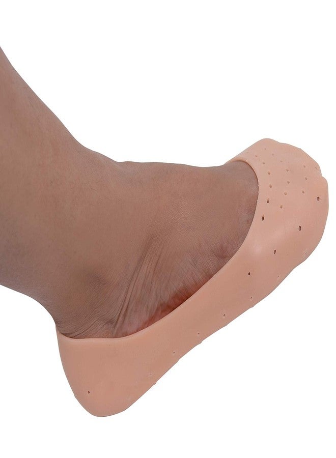 R2K Anti Crack Full Length Silicone Foot Protector Moisturizing Beige Socks For Foot-Care And Heel Cracks - Image 3