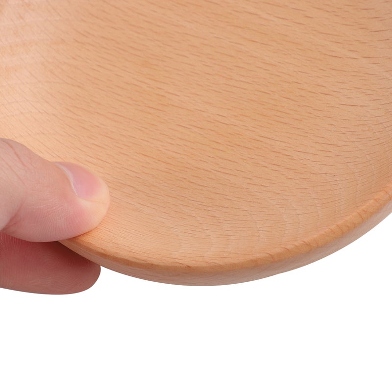 1 PC Japanese-style Round Beech Wood Dinner Serving Plate Desserts Dish Dinnerware Tray Tableware (11x11x2cm) - Image 4