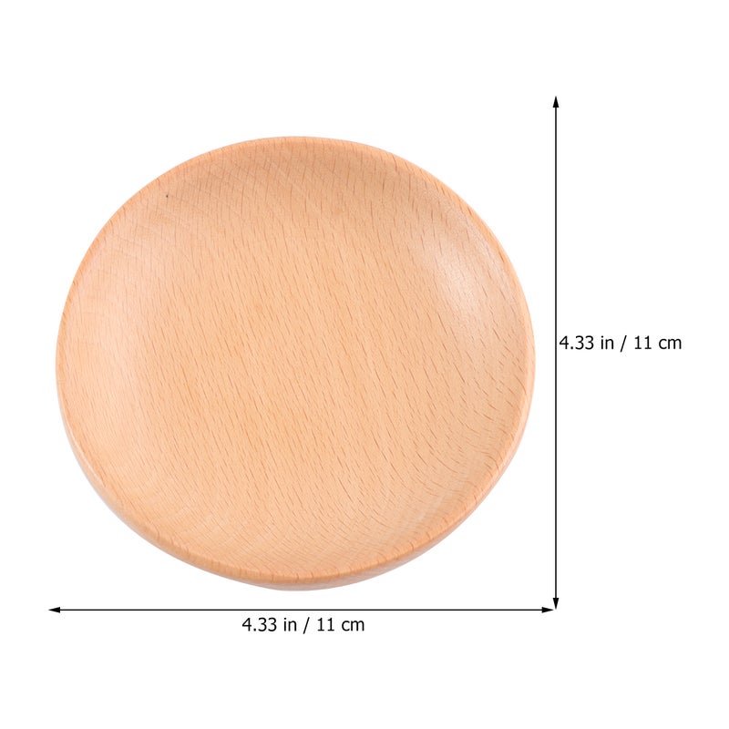1 PC Japanese-style Round Beech Wood Dinner Serving Plate Desserts Dish Dinnerware Tray Tableware (11x11x2cm) - Image 2