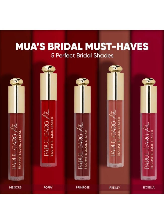 Parul Garg Beauty MUA’s Favourite Pack of 5 | Long Lasting Smudge Proof Silk Matte Liquid Lipstick Set | Bridal Lipstick for MUA Kit | Lightweight Vegan Liquid Lipstick (Bridal Must Have, 3 ml each) - Image 3